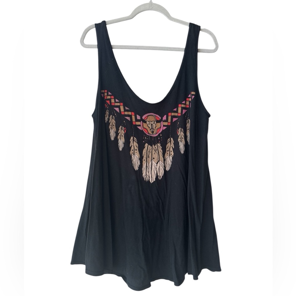 Wildfox Black Feather Graphic Tank Top coverup